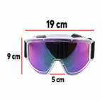 Kayak gözlüğü ölçüleri: genişlik 19 cm, yükseklik 9 cm, burun aralığı 5 cm